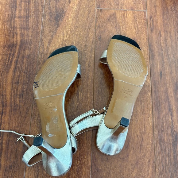 Maje Gold Metallic Leather Sandals Heels Size 40 US 9.5 - Picture 8 of 11